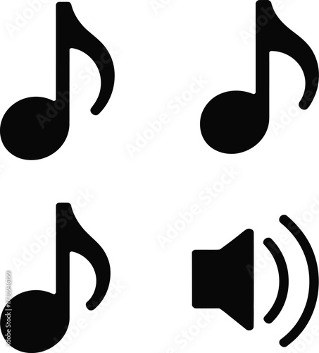 Minimal music note icon set for sound and audio design