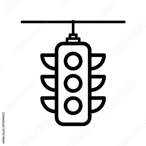 Hanging traffic light  - vector icon