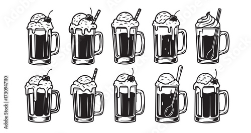 Root Beer Float Line Art Delicious Fast Food Drawing
