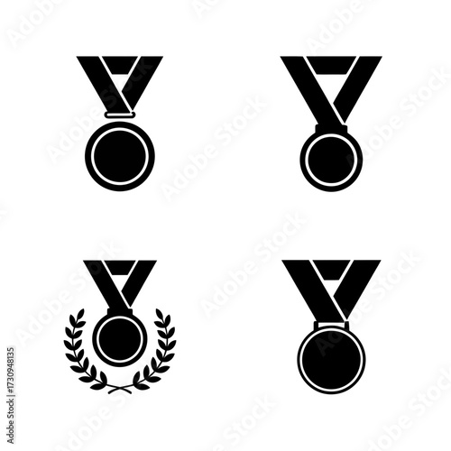 Laureate wreath and medal illustration for high-ranking certificate and trophy design