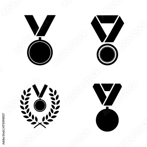 Laureate wreath and medal illustration for high-ranking certificate and trophy design