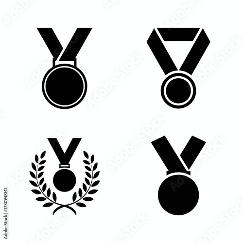 Laureate wreath and medal illustration for high-ranking certificate and trophy design