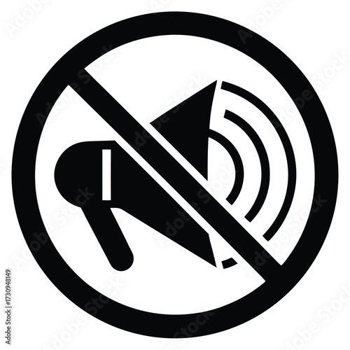 No Sound Symbol Black Speaker with Sound Waves Crossed Out in Circle Sign