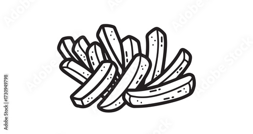 Steak Fries Line Art Vector Illustration