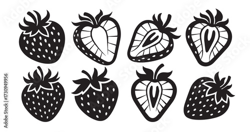Strawberry Fruits Line Art Botanical Fruit Illustration