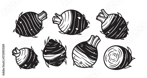 Taro Vegetable Line Art Organic Food Design