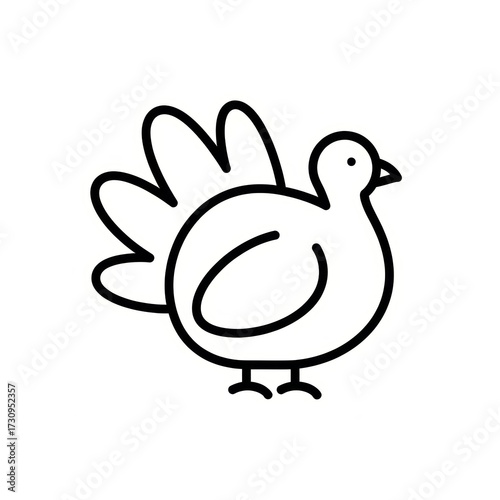 Thanksgiving turkey icon in simple black line style