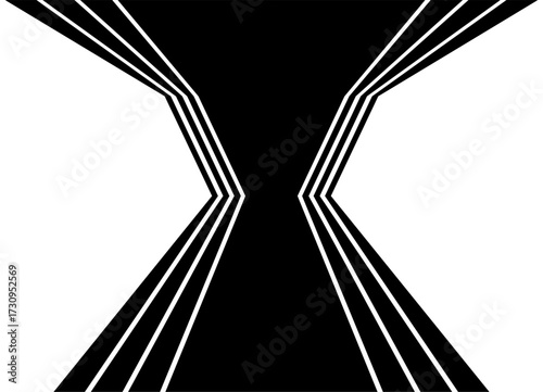 Black Symmetrical Vector Pattern of Broken Retro Lines.on a White Background. Sports Background. Design Element.for Covers, Advertising, Packaging. Place for Pennant, Shield, Label.