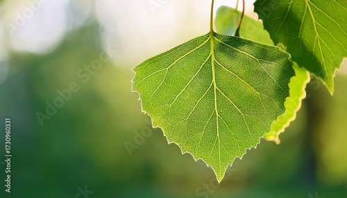 A Close Up Of A Fresh Aspen Branch Featuring Vibrant Green Leaves Against A Softly Blurred Background