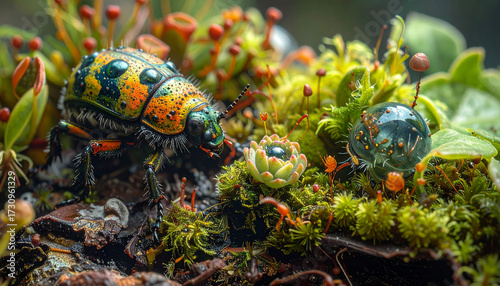 Macro world of strange plants and insects