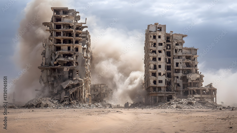 Fototapeta premium Abandoned Futuristic City in Desert Ruins