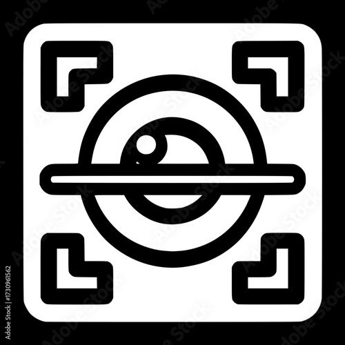 Modern surveillance technology concept, digital eye icon for security, advanced data scanning, biometric identification, and privacy solutions in sleek design