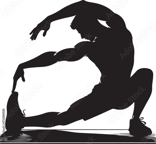Silhouette of a woman doing yoga in black vector illustration