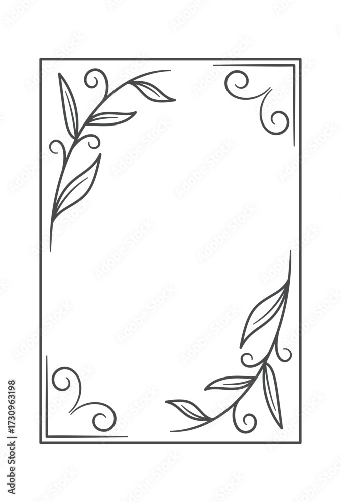 Obraz premium Rectangle wedding frame herbal design