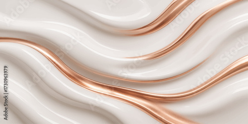 Abstract pink and gold liquid wave with a soft and smooth flowing texture like satin cloth background