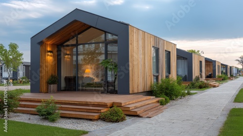 Modular houses of modern architecture.