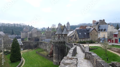 A general view of the ancient Fougères Castle. Fougères, France - March 25, 2025.