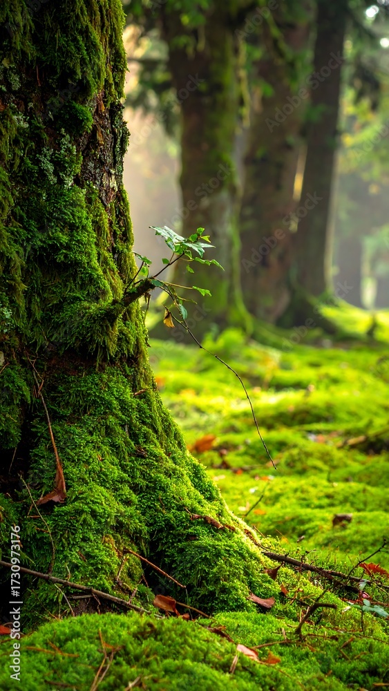 Naklejka premium Lush green forest floor (1)