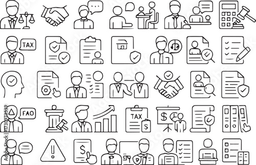 Legal and Business Icons Law Taxes and Professional Services