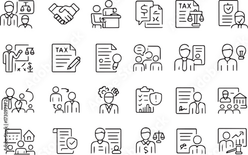 Legal and Business Icons Agreements Tax and Consulting