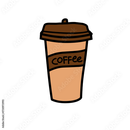 Coffee cup illustration. Hand-drawn illustration of coffee in a cup. Flat design coffee illustration
