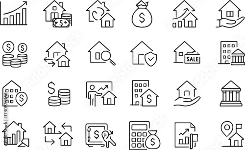 Real Estate and Finance Icons Set vector free download 