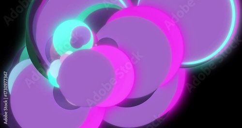 Abstract glowing colorful spheres on a black background.
