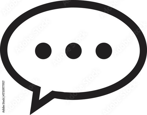 Simple black speech bubble icon with three dots indicating conversation or waiting
