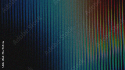 Dark abstract background with colorful vertical lines and grainy texture, creating a unique and visually striking pattern for various applications
