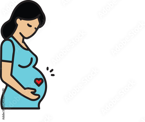 Illustration of a pregnant woman with a gentle and serene expression