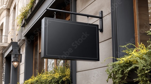 Black restaurant signboard mockup template design