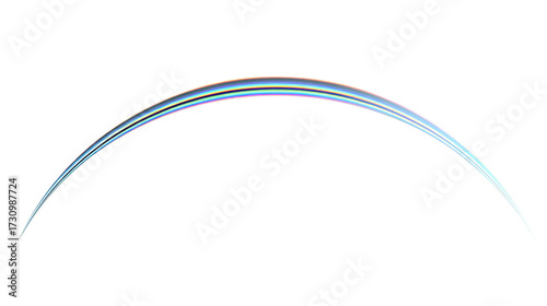Abstract light trail arc with rainbow colors, isolated on transparent background