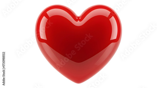 Red heart shape isolated on white background, symbol of love and affection