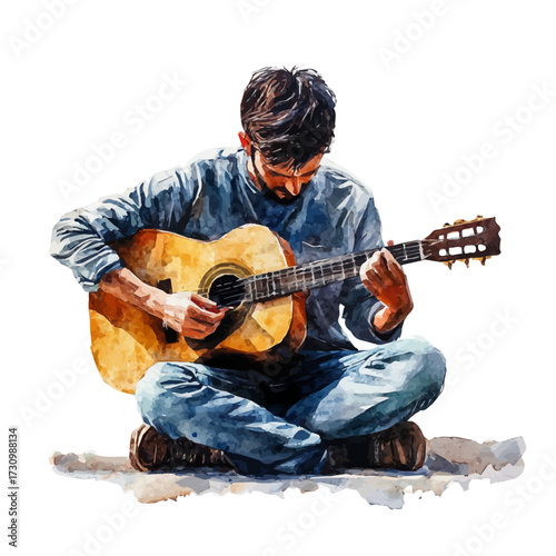 Tenerife Live Music, watercolor drawing vector, isolated on a white background.