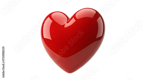 Red heart shape isolated on white background, symbol of love and affection
