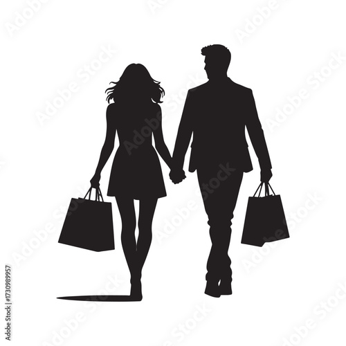 man and woman shopping bag