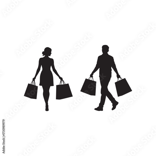 man and woman shopping bag
