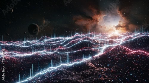 Wallpaper Mural Bright Abstract Neural Data Stream with Particle Sparks on Dark Background Dynamic Digital Wave for Tech Industry Torontodigital.ca