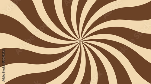 Retro Brown and Beige Spiral Swirl Background with Psychedelic Vintage Abstract Design