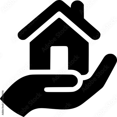 Caring Hand Holding a House: A simple yet powerful depiction of a hand cradling a house, symbolizing security, property, and the fundamental need for shelter.
