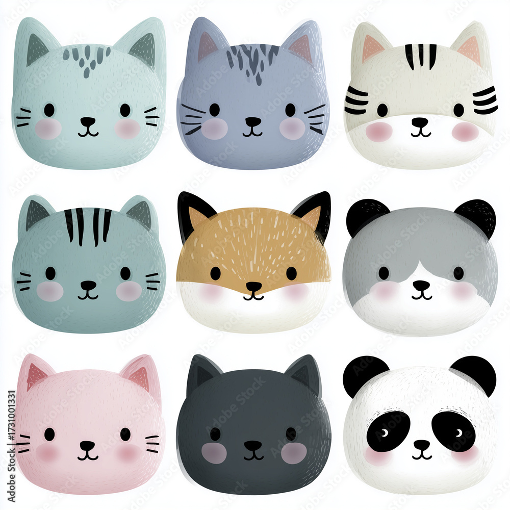 Fototapeta premium set of head cats