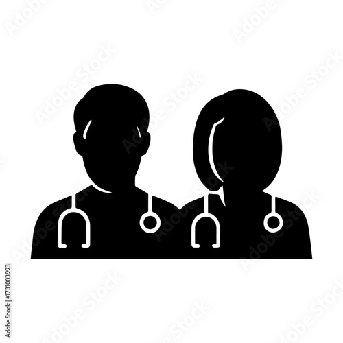 Male and female doctor avatar icons silhouette isolated on white 