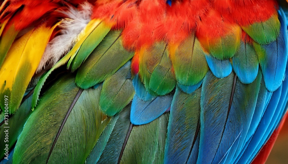 Fototapeta premium Colorful Of Bird S Feathers Exotic Nature Background And Texture Macaw Feathers