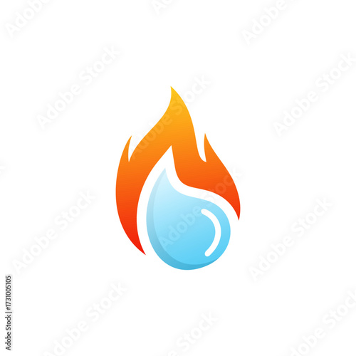 A stylized logo featuring a vibrant orange flame merging with a cool blue water droplet, symbolizing the dynamic interplay of heat and liquid.