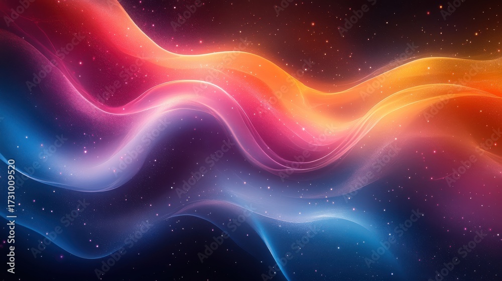 Fototapeta premium Abstract Waves of Light in Bright Colors and Cosmic Background