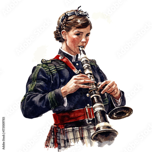 Scottish Poetry Festival, watercolor painting vector, isolated on a white background.