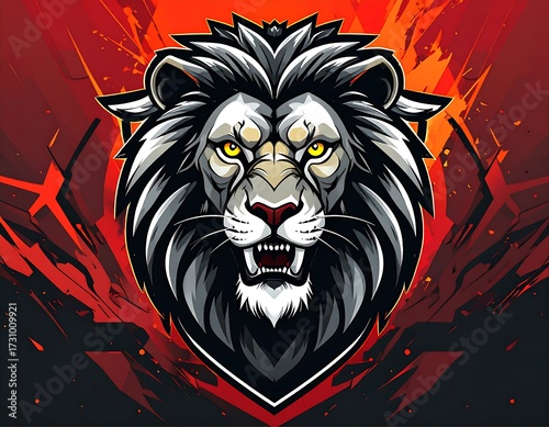Aggressive lion head graphic