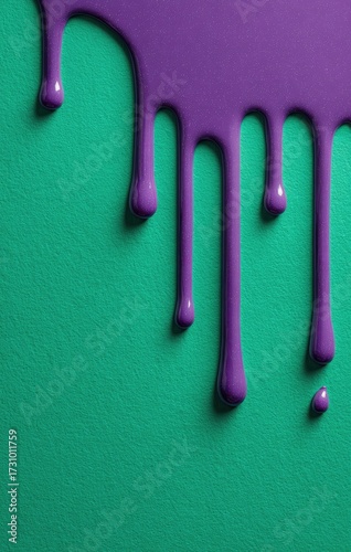 Purple paint drips on teal background (1)