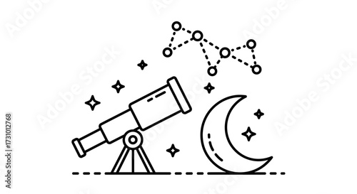 Telescope constellation moon stars astrology astronomy night sky celestial observation space science exploration