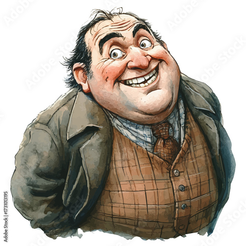 Scottish Indie Comedy, watercolor clipart vector, isolated on a white background.